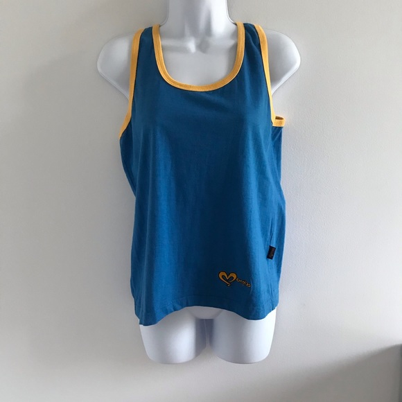 NWOT Mambo Women’s Blue & Yellow 100% Cotton Jersey Summer Festival Tank Top Y2K - Picture 4 of 14